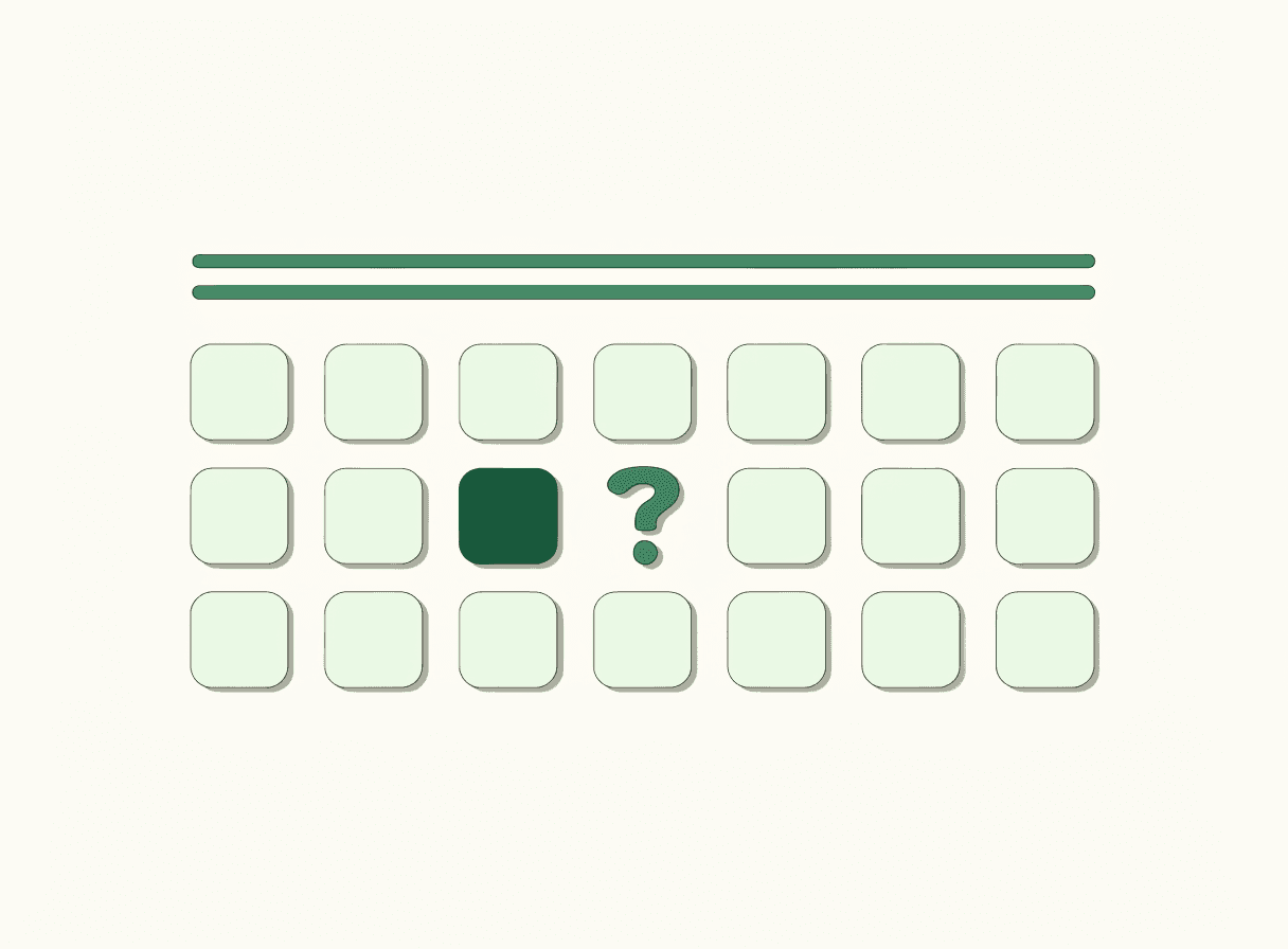 Una hoja de calendario con un día marcado y un signo de interrogación